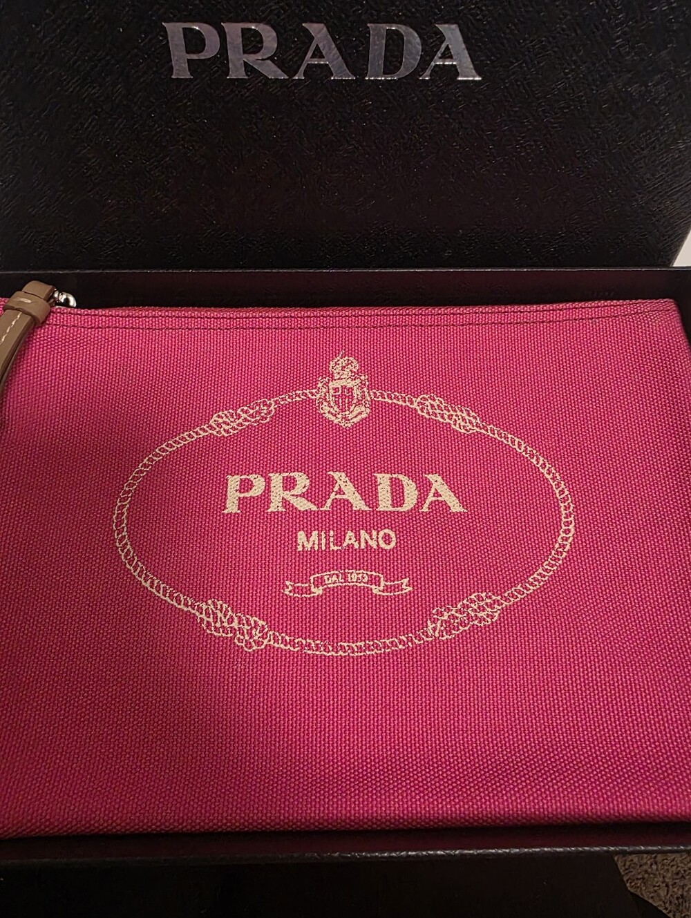 Prada Fuchsia Pouch With Box